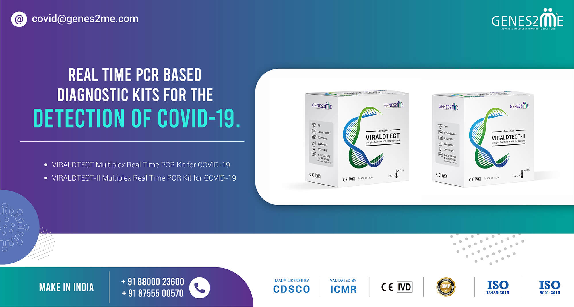 COVID19 Coronavirus ICMR Approved Real Time qPCR Diagnostic Kits